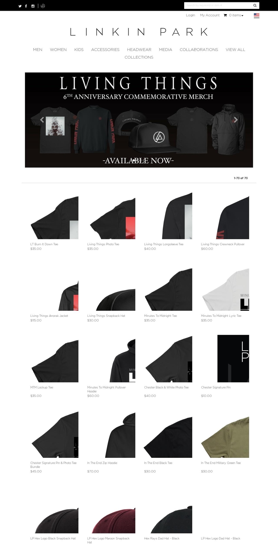 LinkinPark-V7 Shopify theme site example lpmerch.com