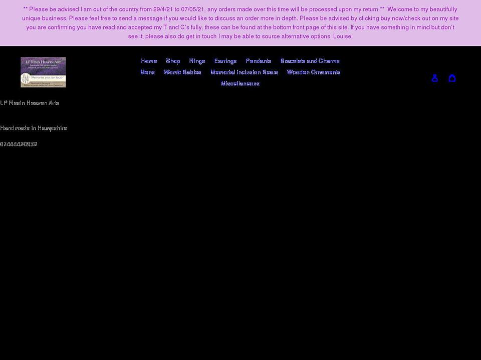 lpresinheavenarts.co.uk shopify website screenshot