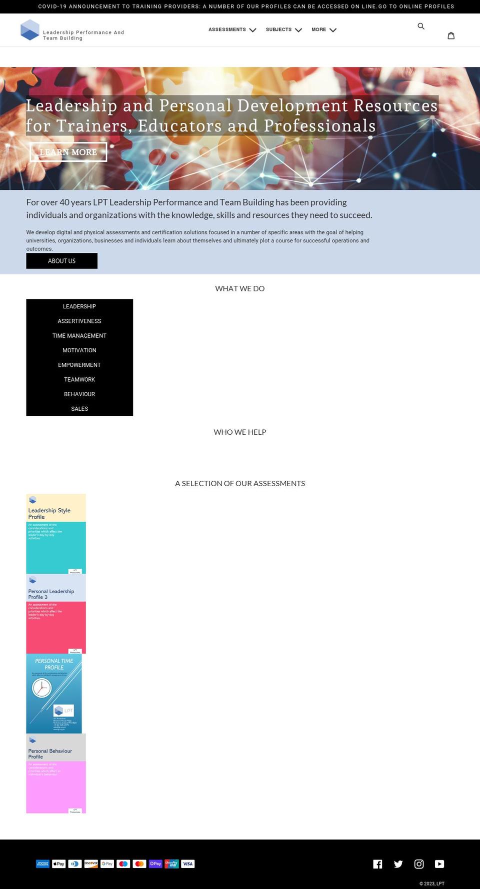 lptleadership.com shopify website screenshot