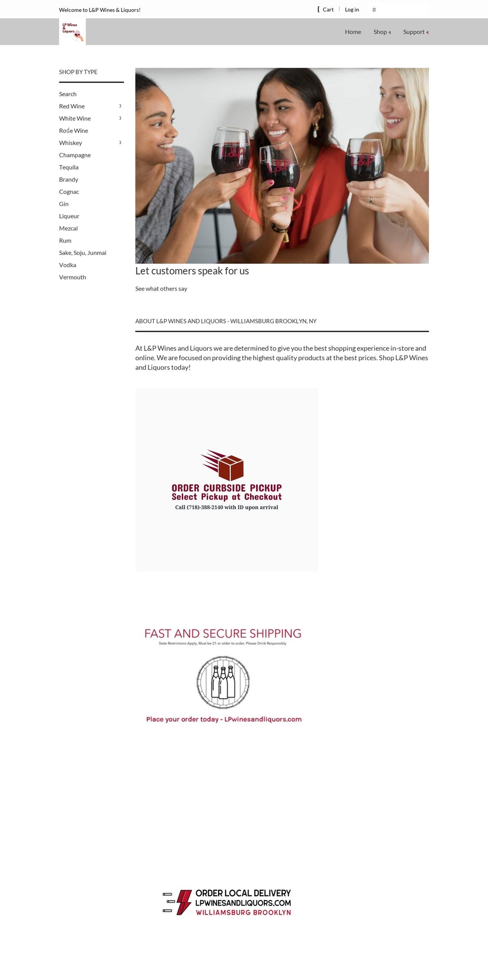 lpwinesandliquors.com shopify website screenshot