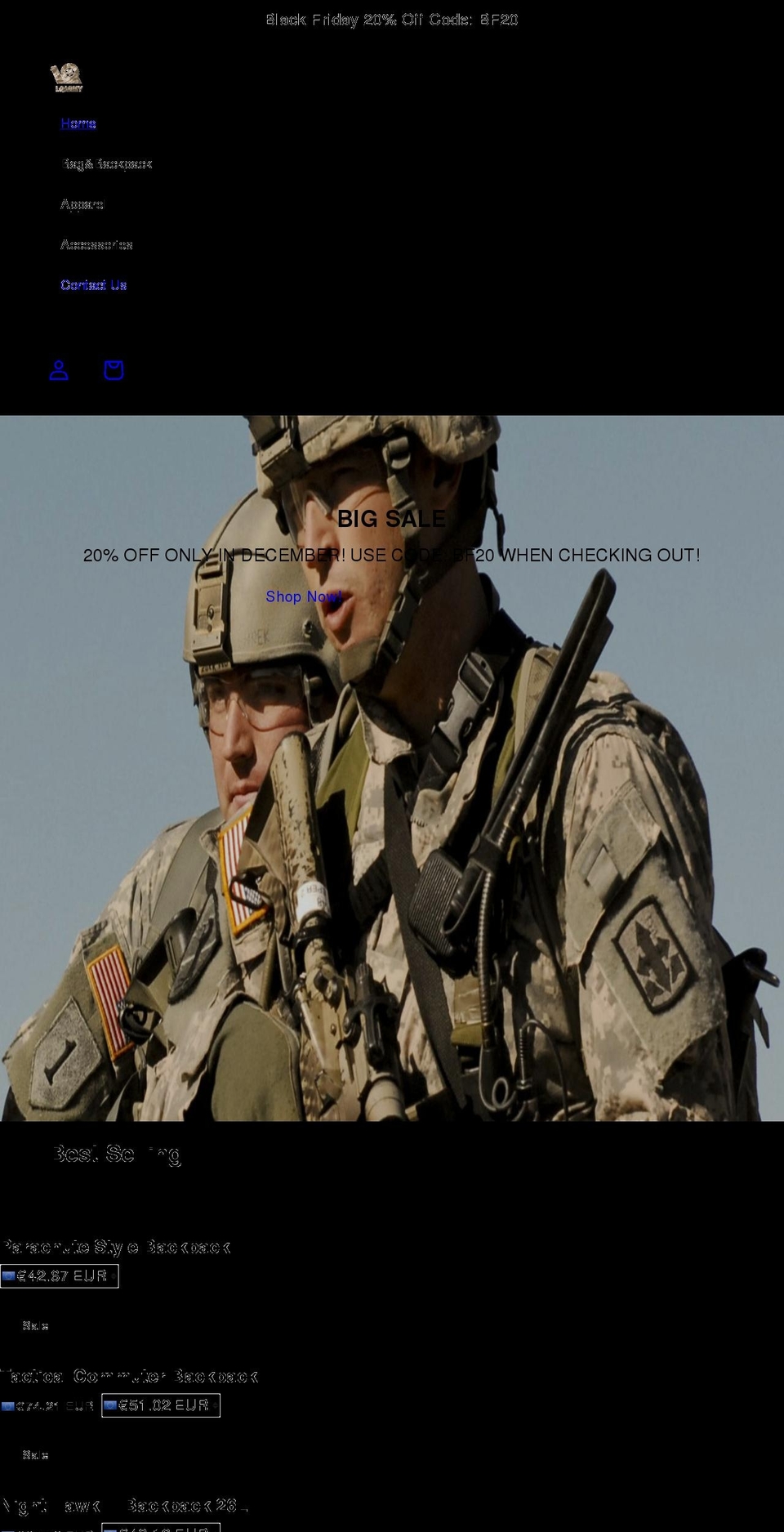 lqarmy.com shopify website screenshot