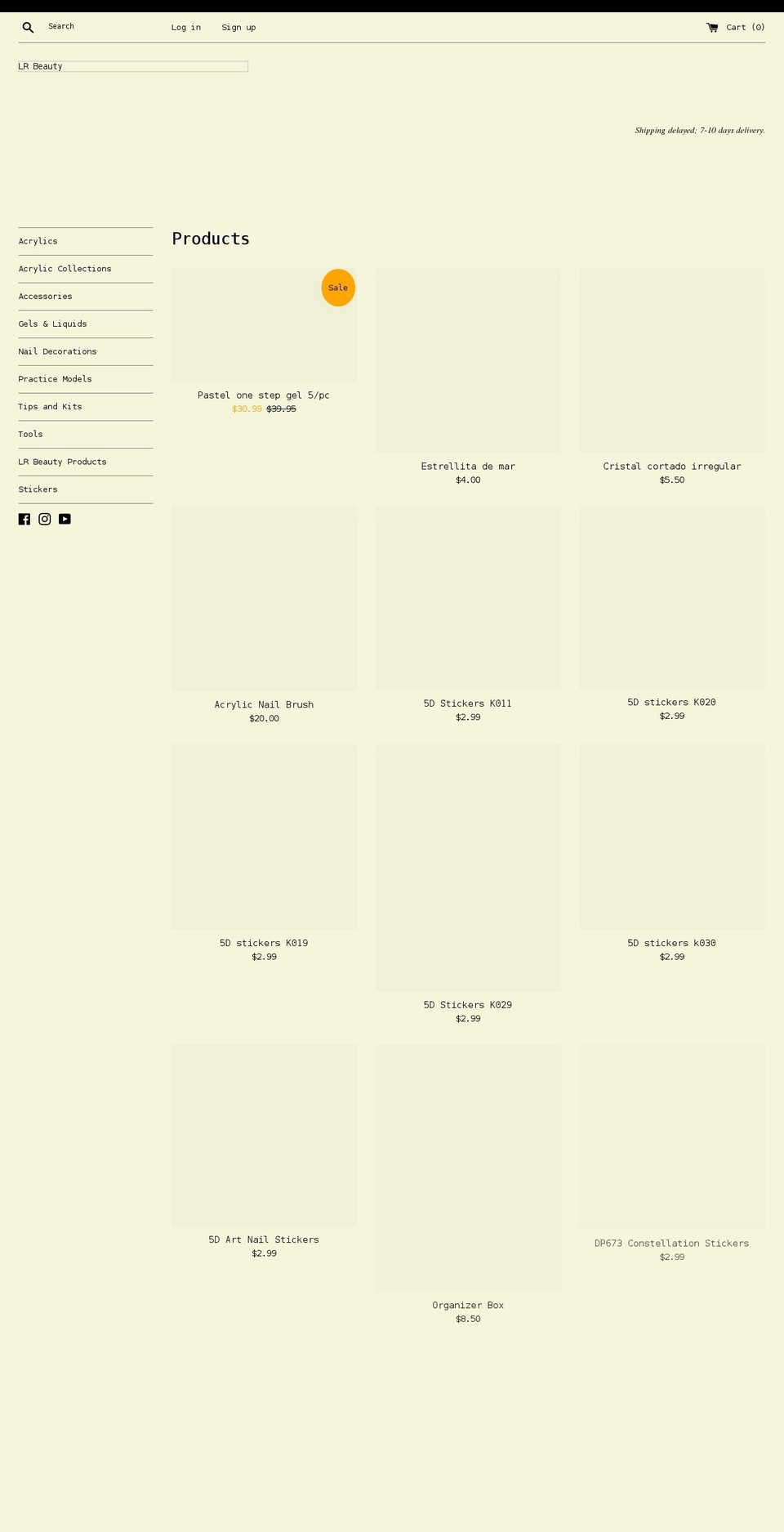 lrbeautynails.com shopify website screenshot