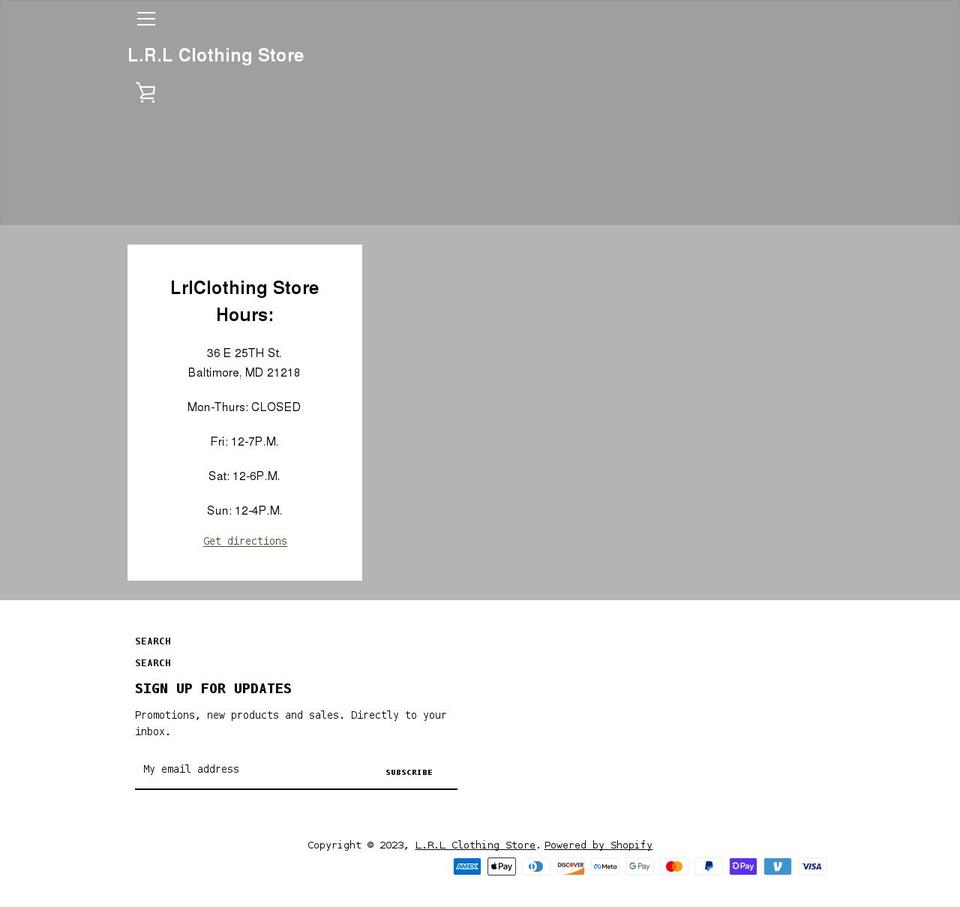 lrlclothing.com shopify website screenshot