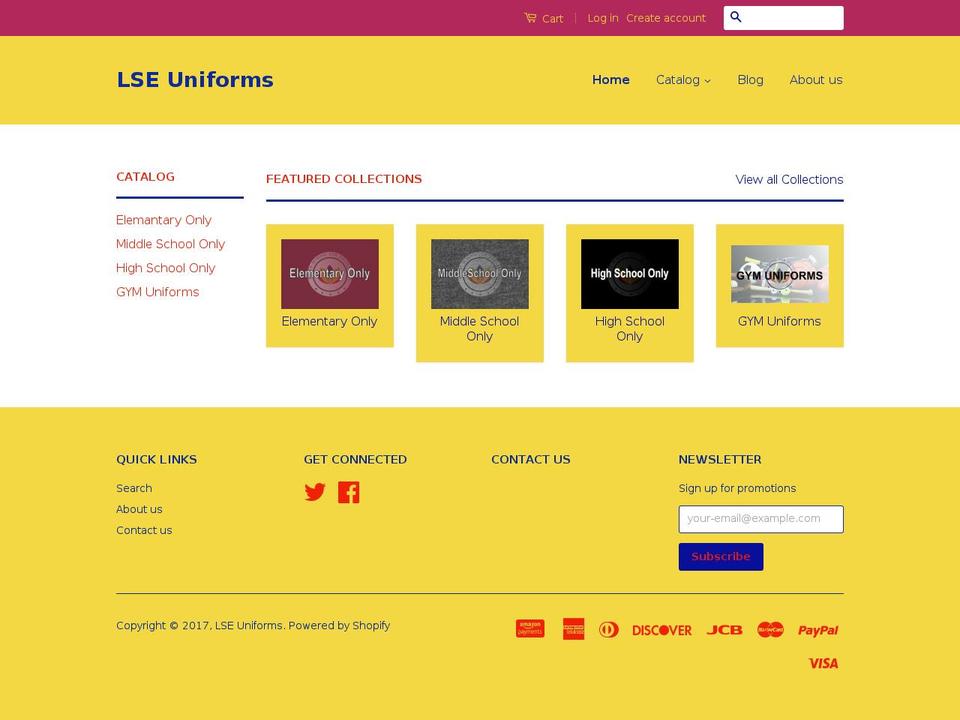 lseuniforms.com shopify website screenshot