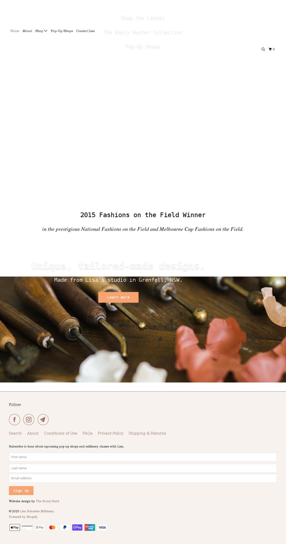 lsmillinery.com.au shopify website screenshot