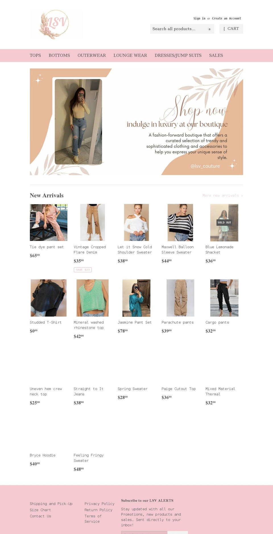 lsvcouture.com shopify website screenshot