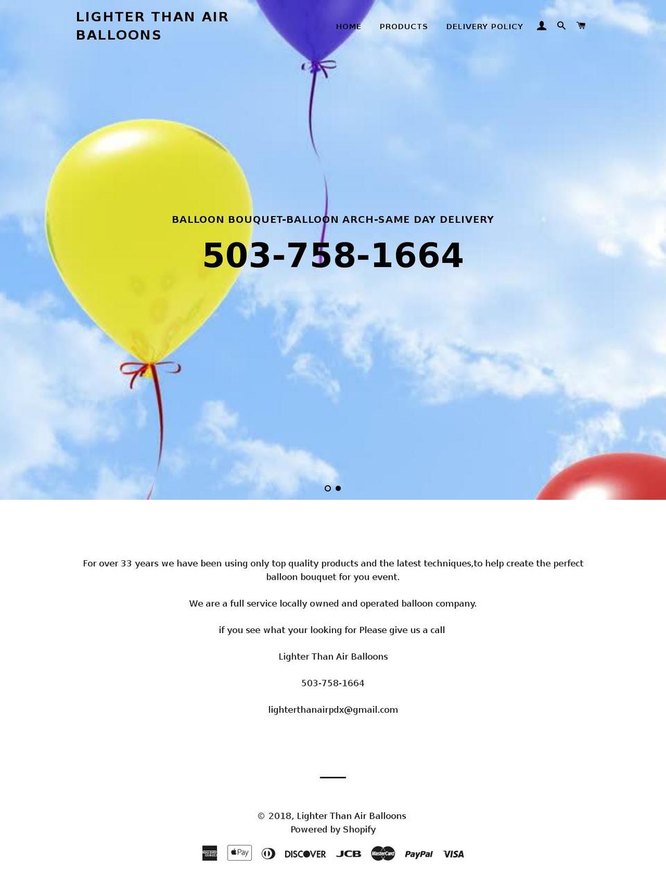 ltaballoons.com — Shopify storefront screenshot