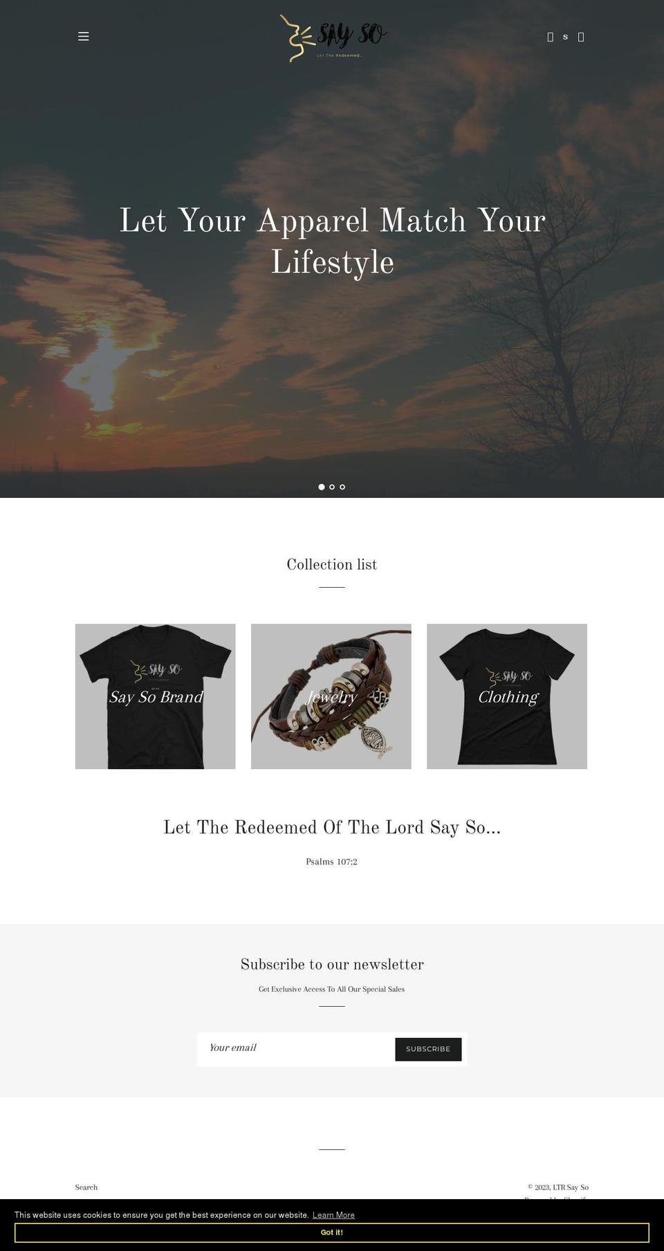 ltrsayso.com — Shopify storefront screenshot