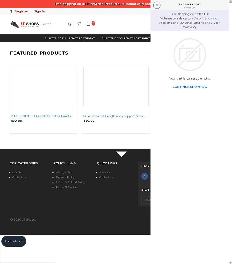 ltshoeoutlet.com shopify website screenshot