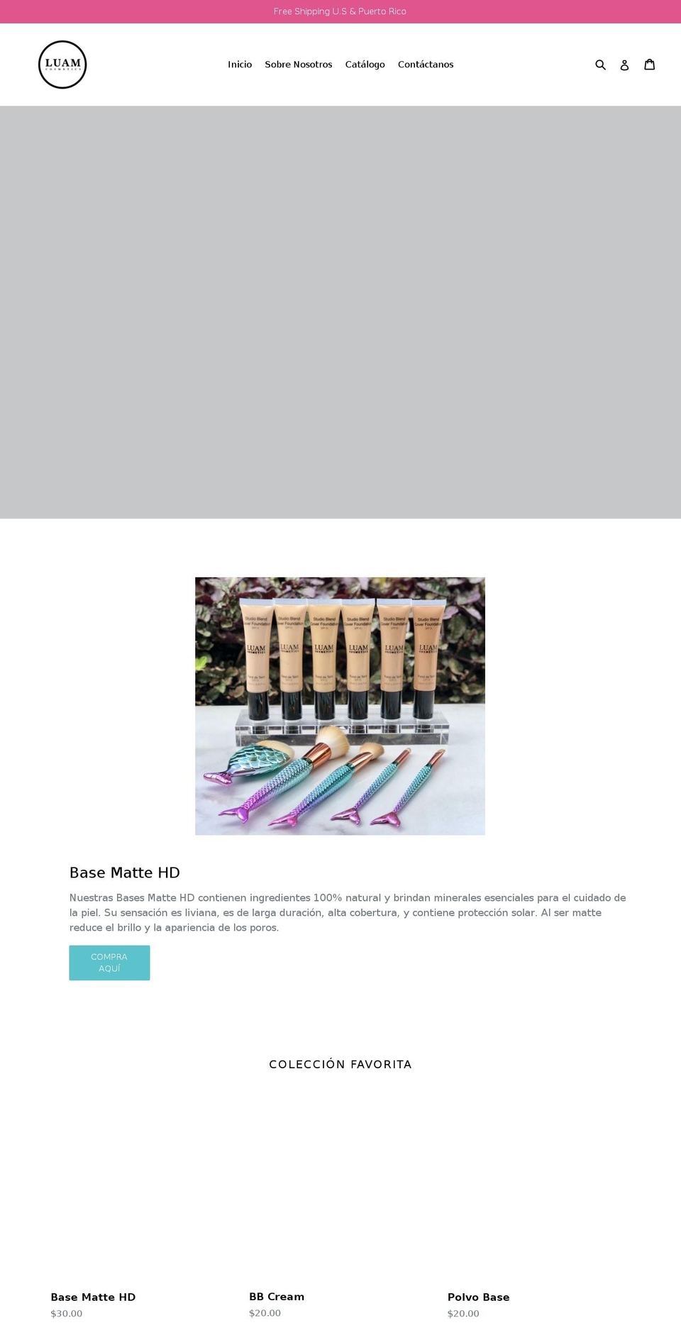 luamcosmetics.com — Shopify storefront screenshot