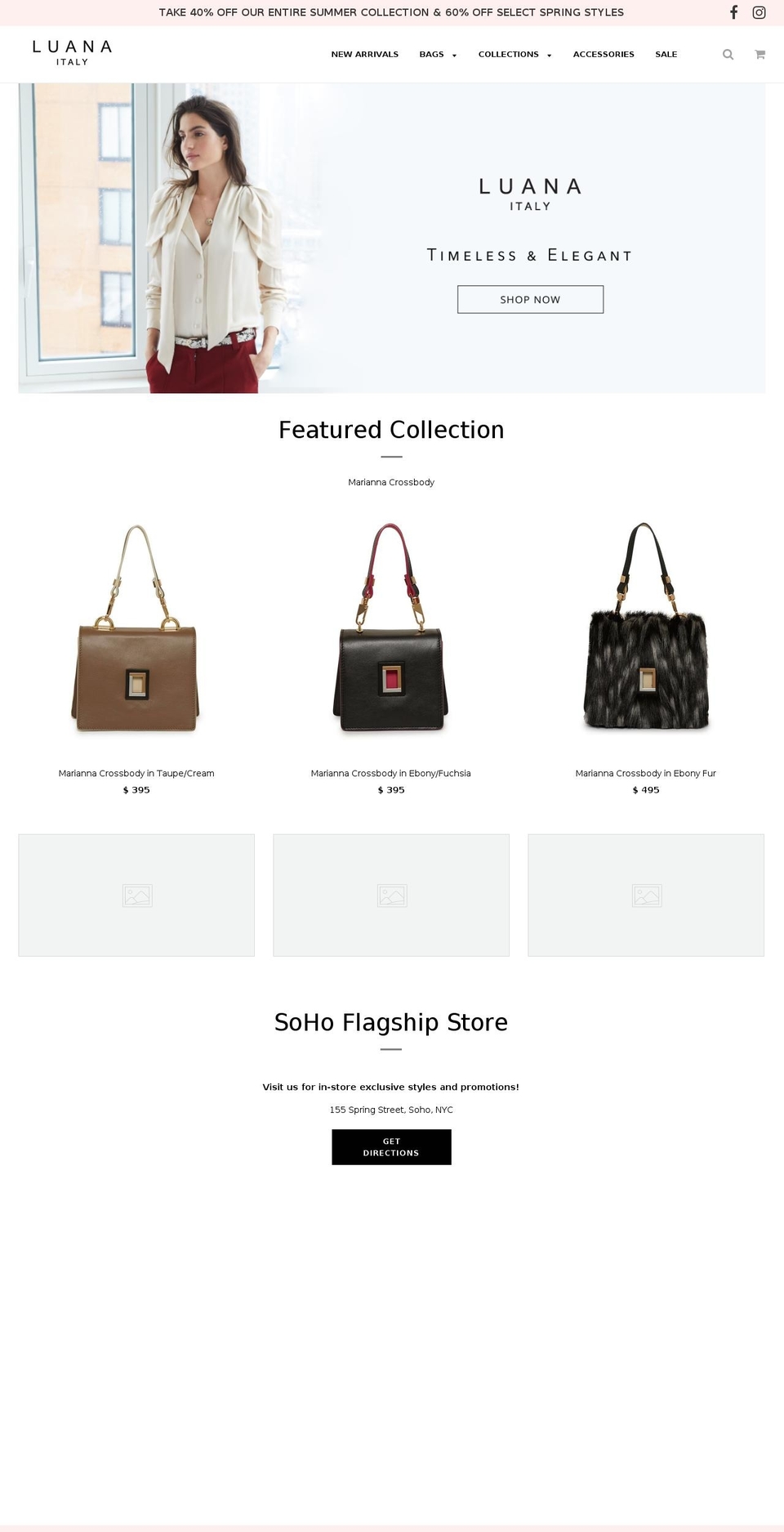 luanaitaly.com — Shopify storefront screenshot