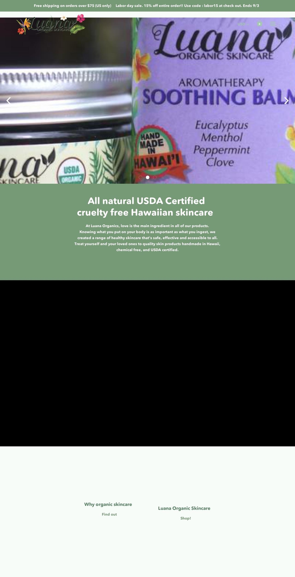 luanaorganics.com — Shopify storefront screenshot