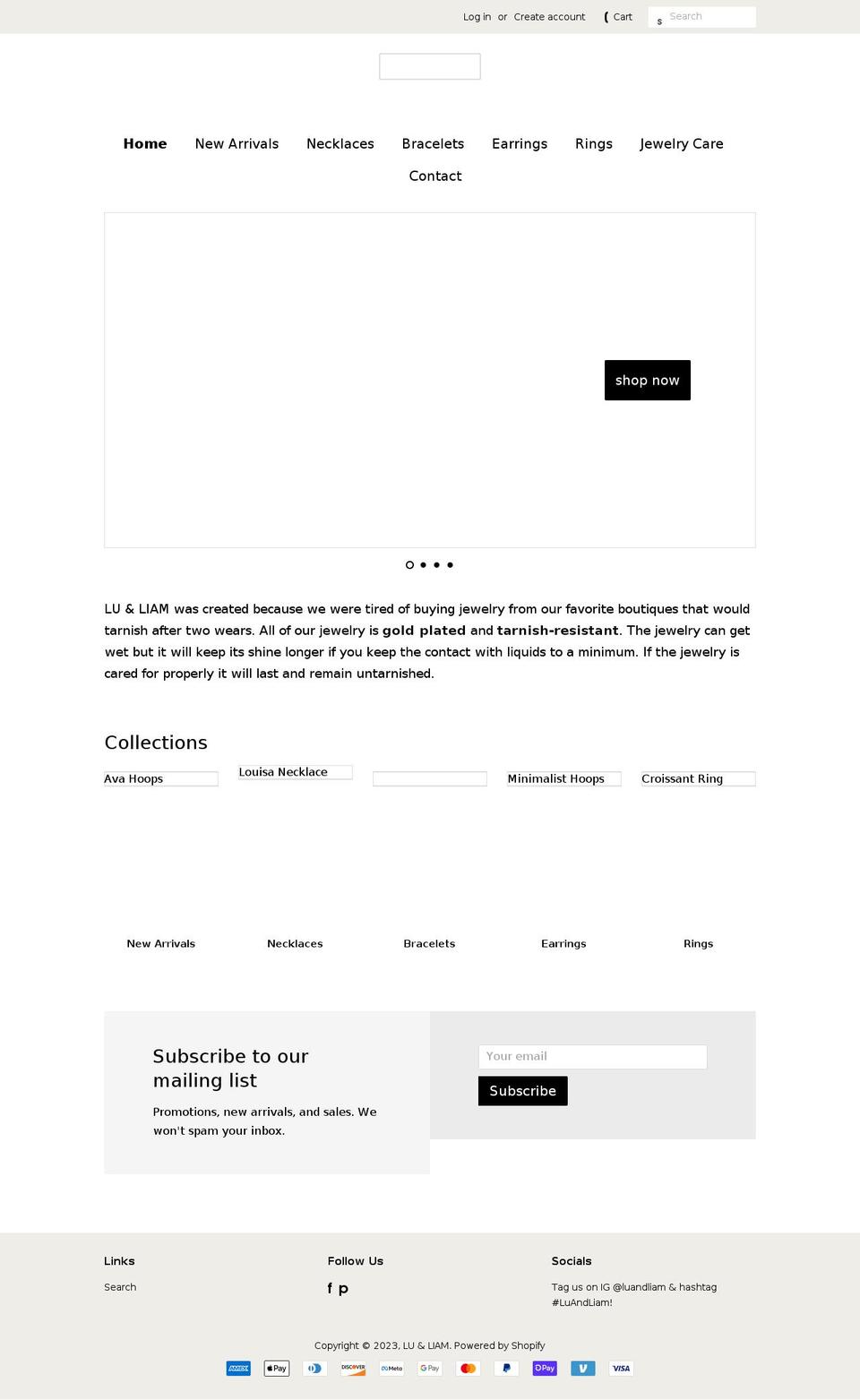 luandliam.com shopify website screenshot