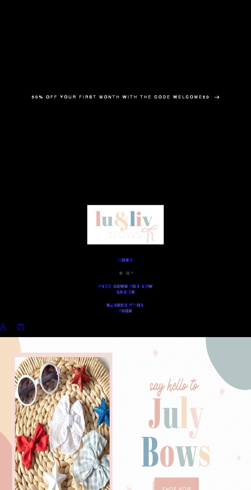 luandlivbows.com shopify website screenshot