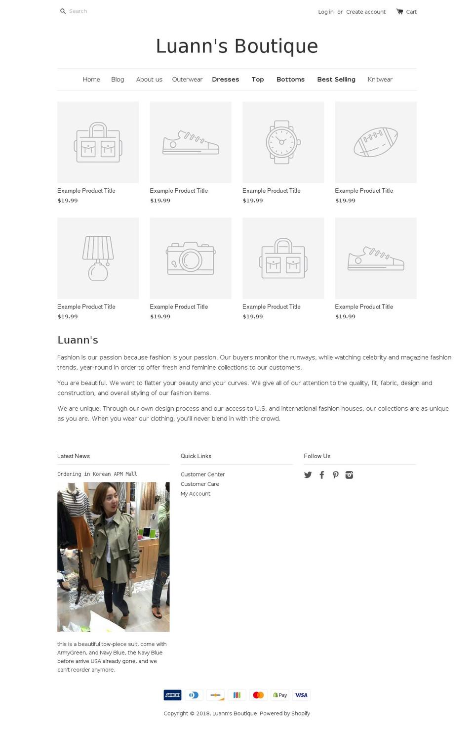 luannsboutique.com — Shopify storefront screenshot