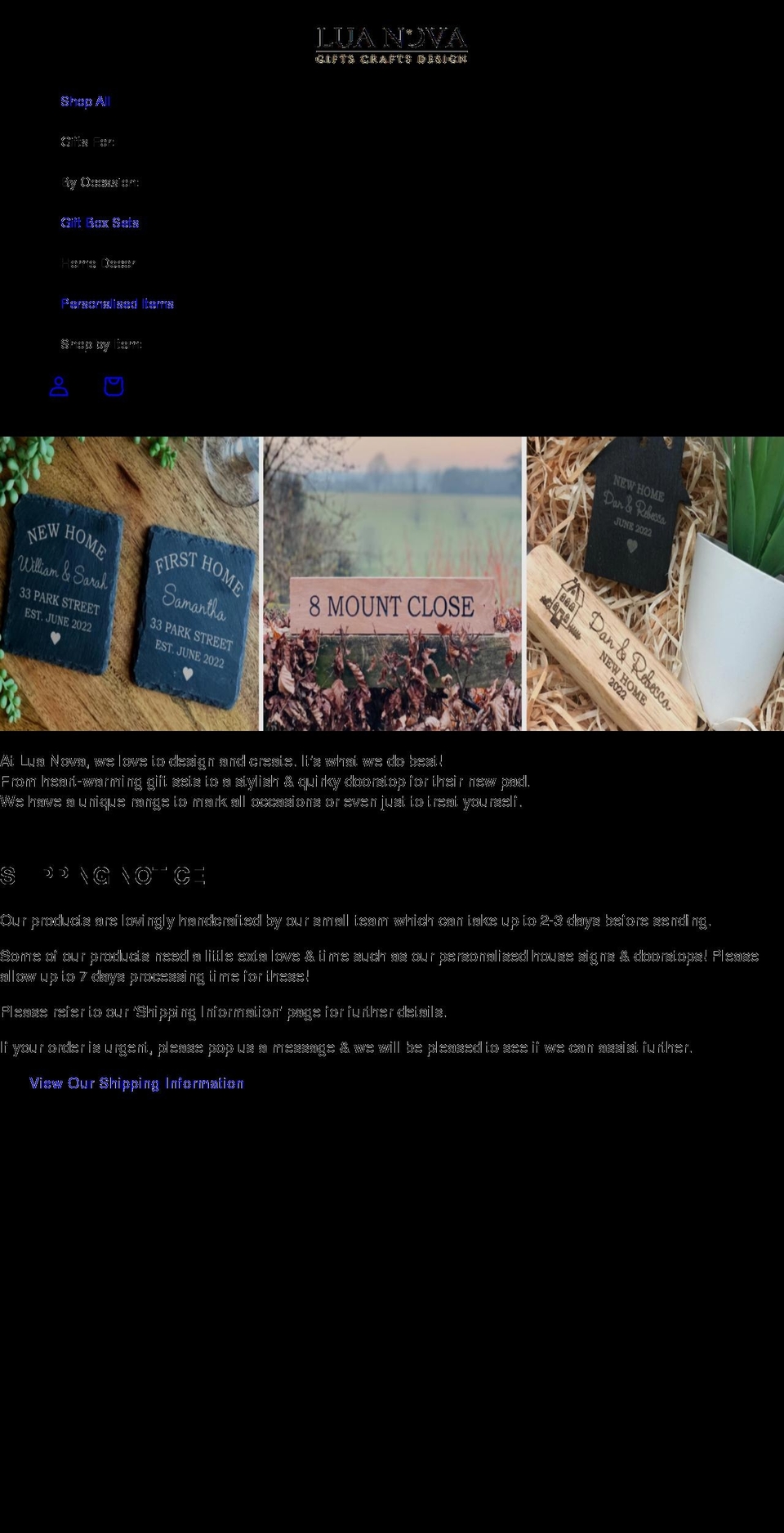 luanova.co.uk shopify website screenshot