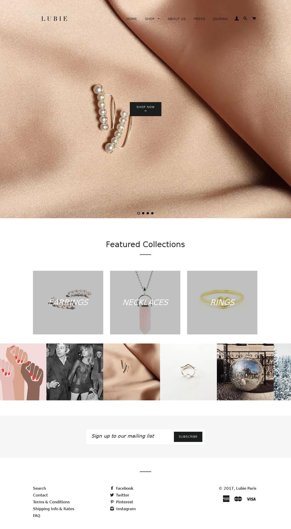 lubiejewelry.com shopify website screenshot