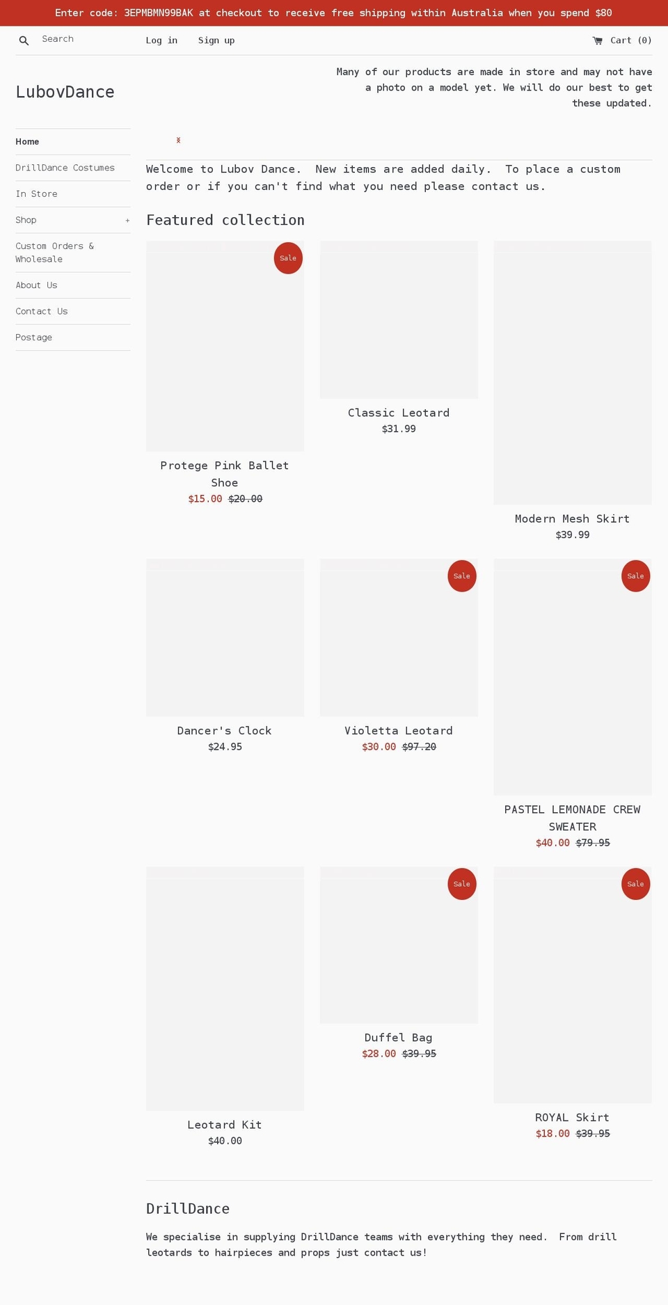 lubovdance.com.au shopify website screenshot
