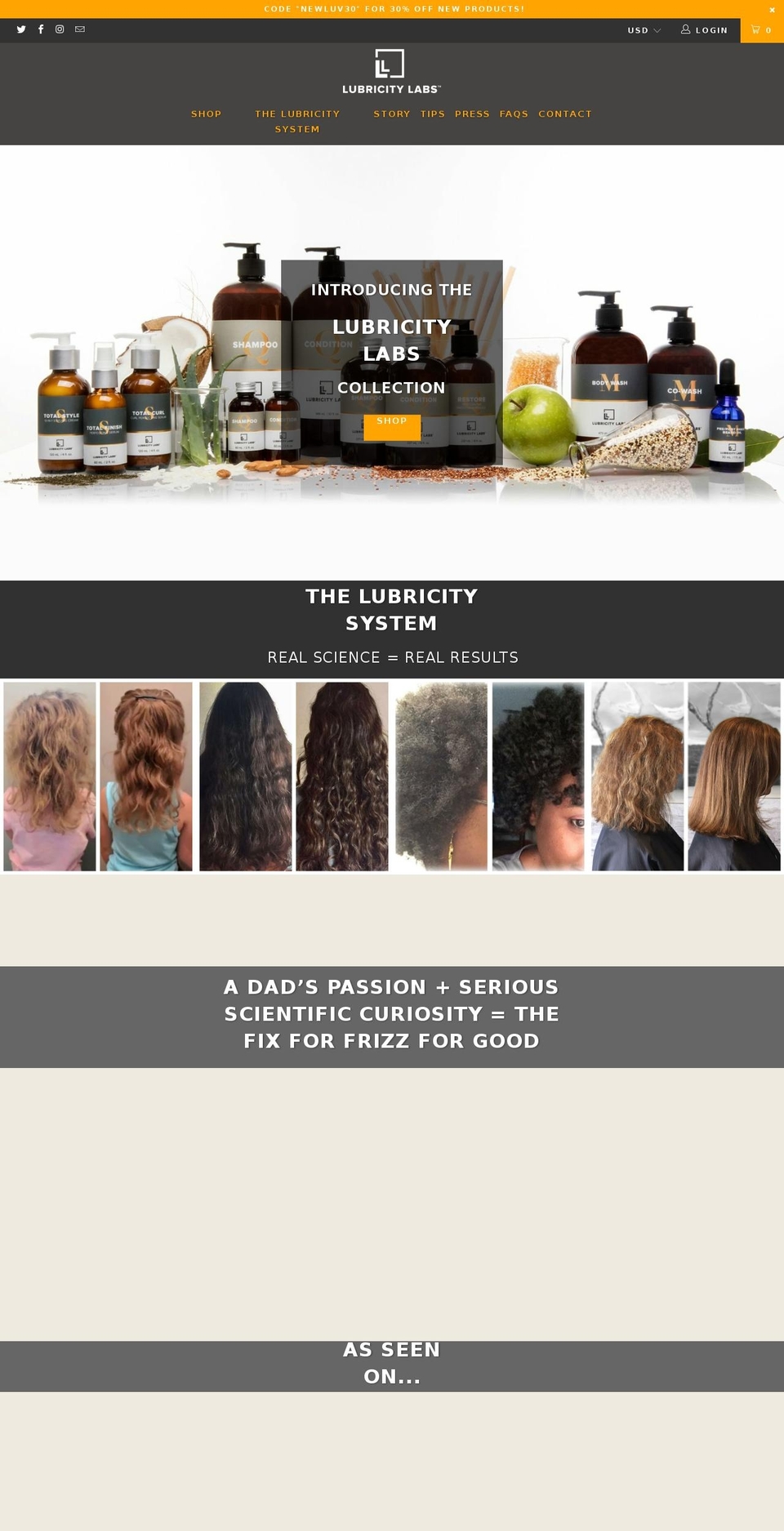 lubricitylabs.com — Shopify storefront screenshot