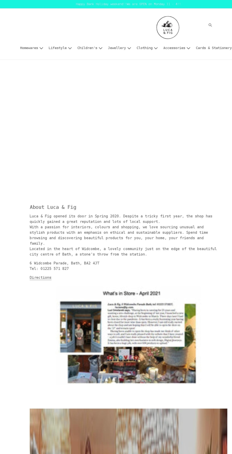 lucaandfig.com shopify website screenshot