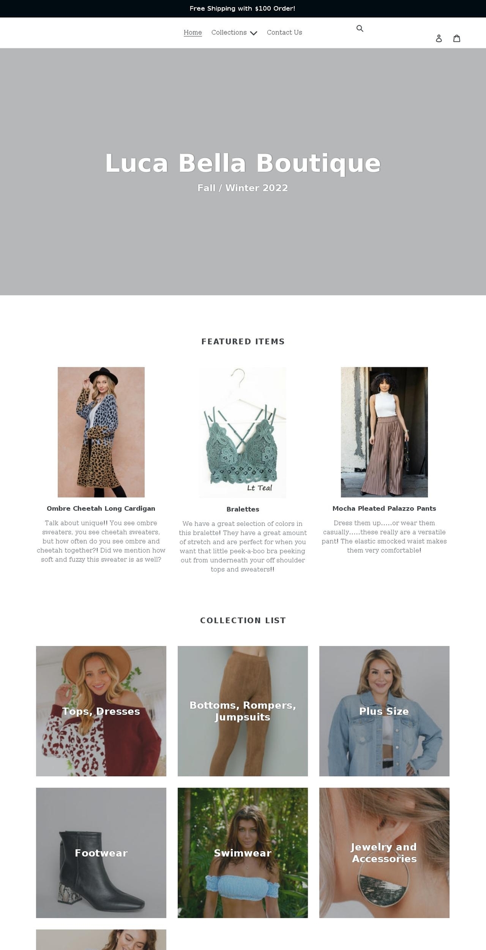 lucabellaboutique.com shopify website screenshot