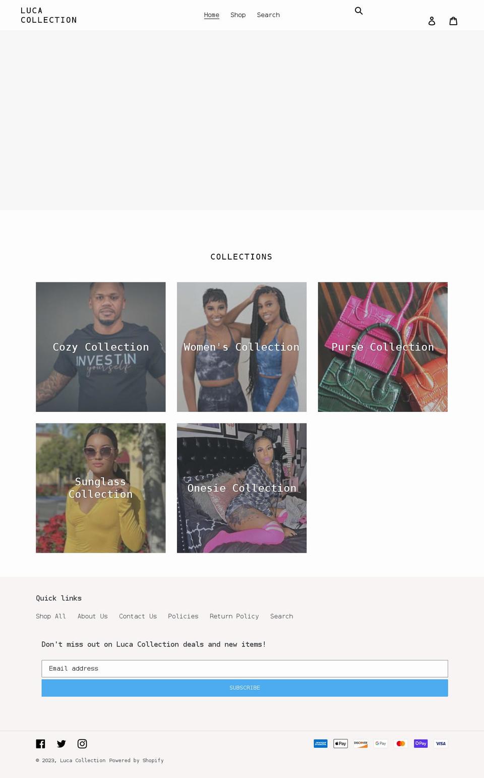 lucacollection.com shopify website screenshot