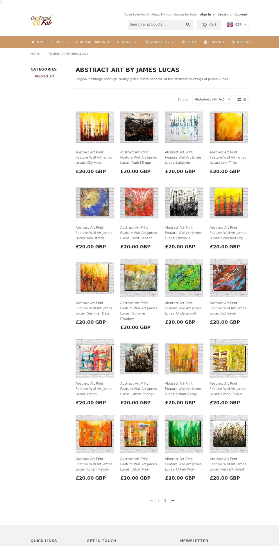 lucasabstract.com — Shopify storefront screenshot