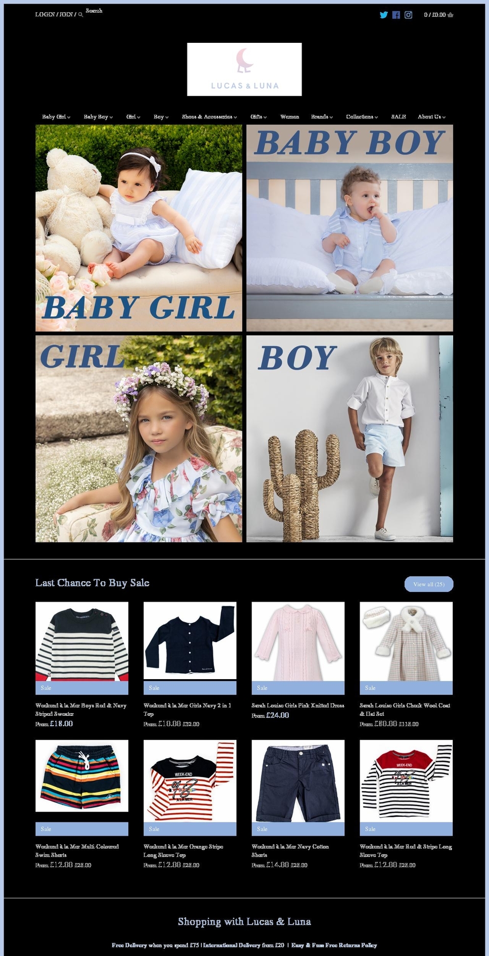 lucasandluna.com — Shopify storefront screenshot