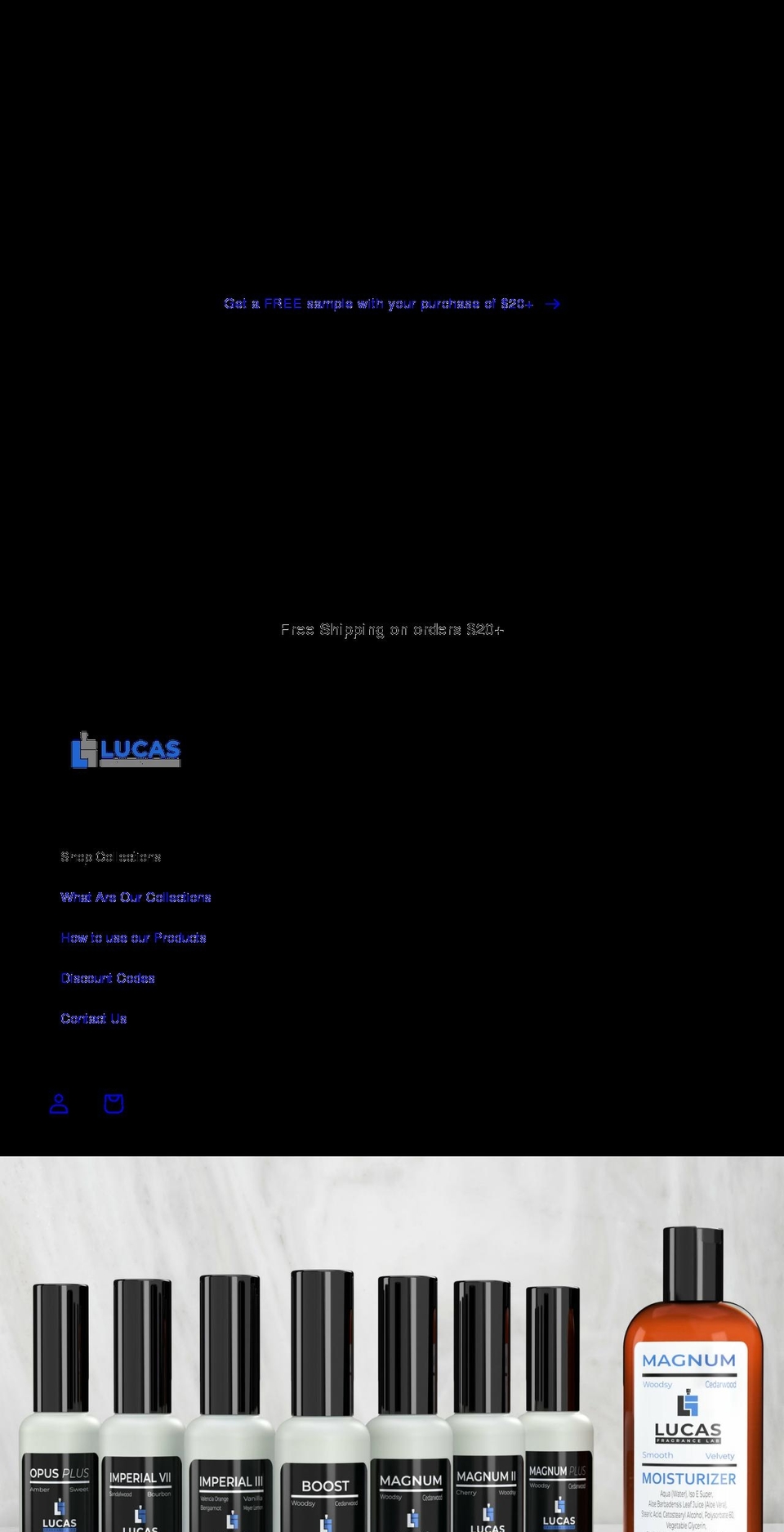 lucasfragrancelab.com shopify website screenshot