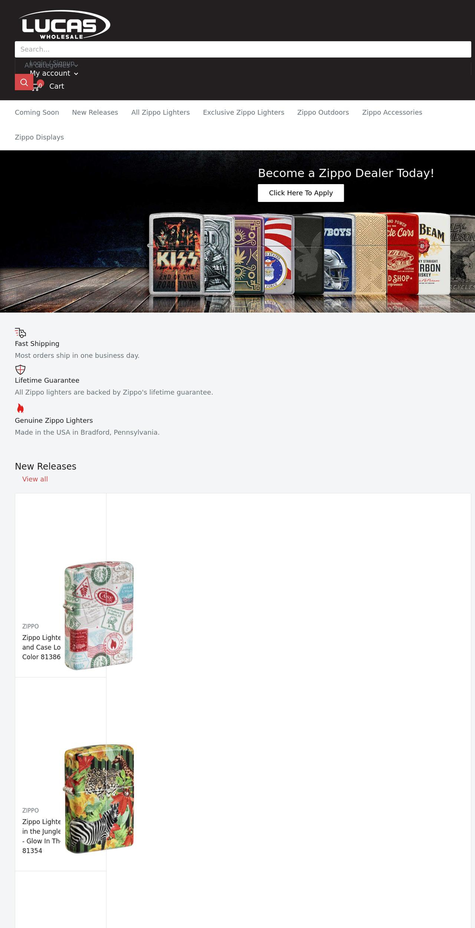 lucaswholesale.com shopify website screenshot