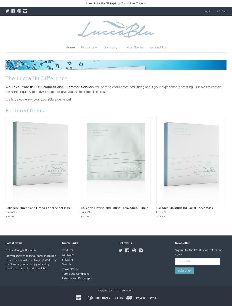 Slider White Shopify theme site example luccablue.com