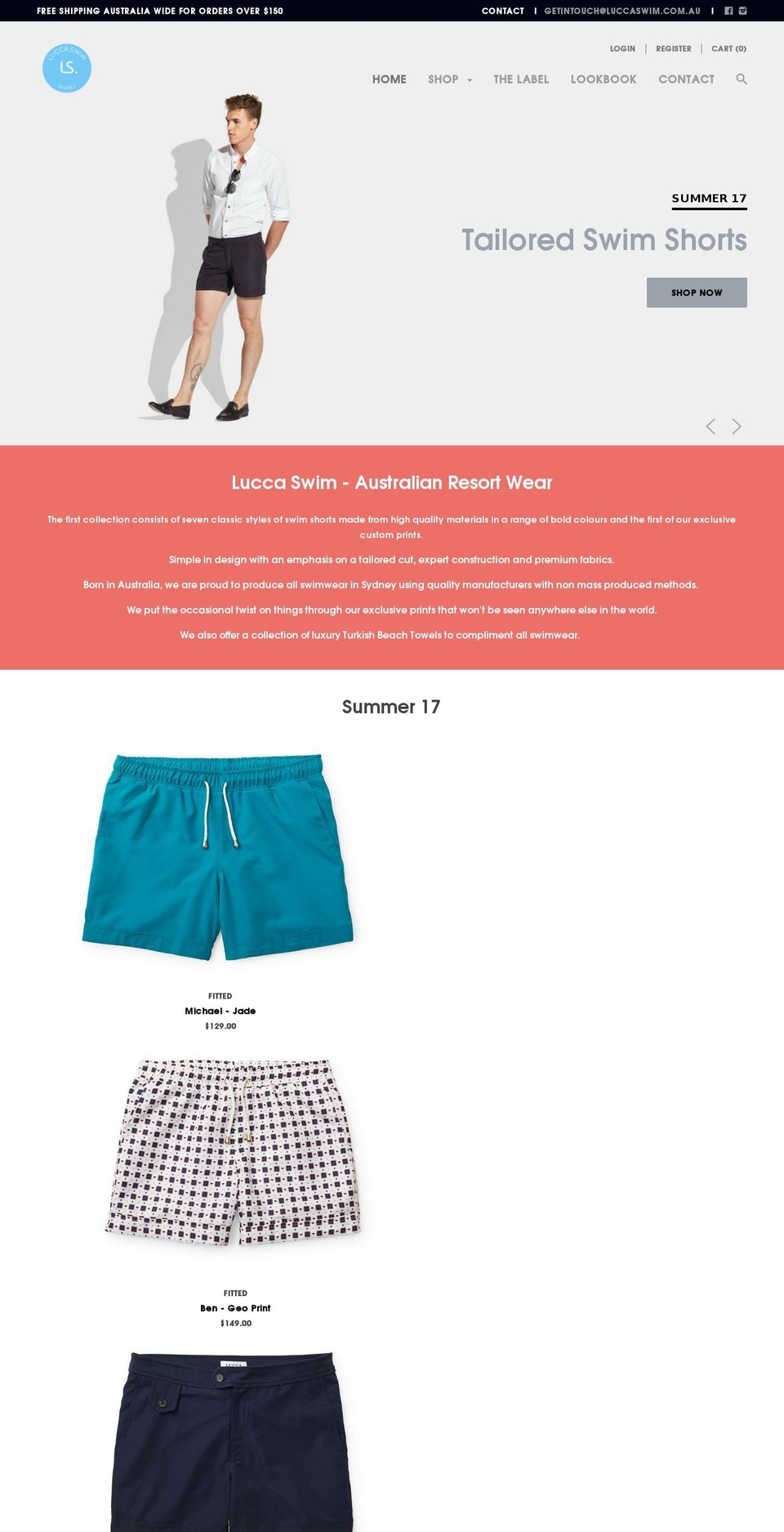 luccaswim.com shopify website screenshot