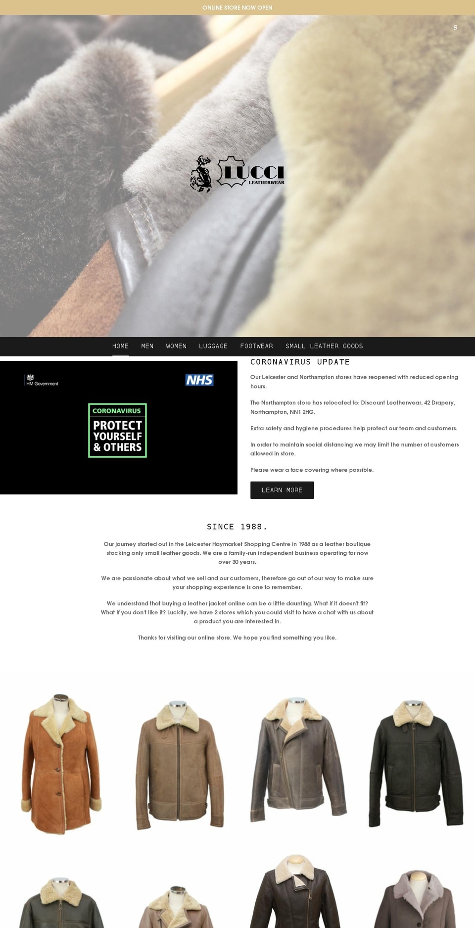 luccileatherwear.co.uk shopify website screenshot