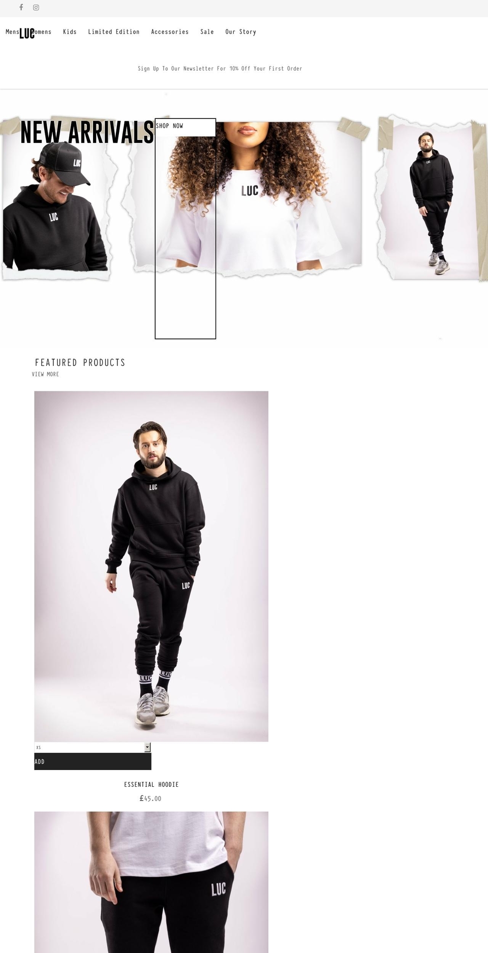 lucclothing.com shopify website screenshot