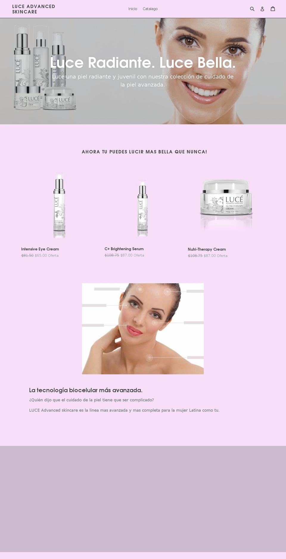luceskincare.net shopify website screenshot