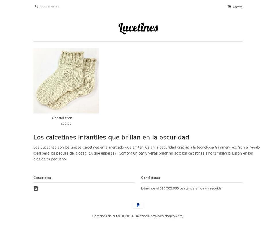 lucetines.com shopify website screenshot