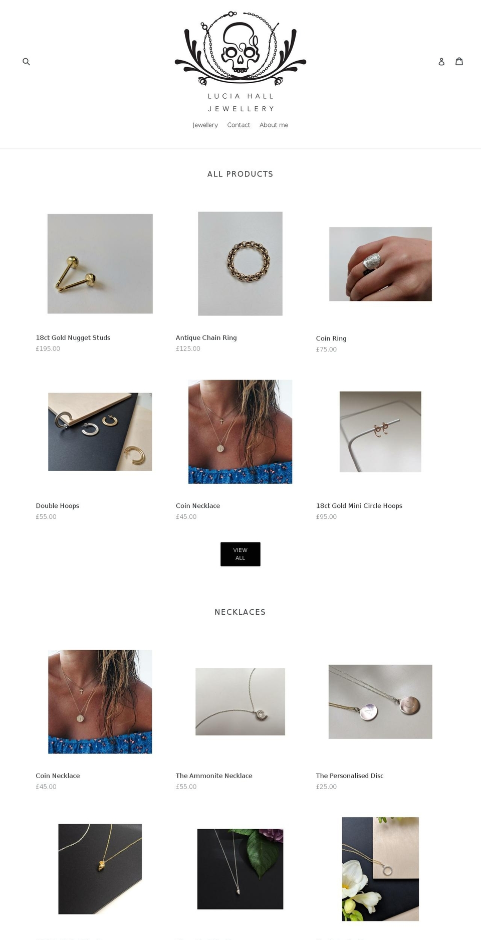 lucia-hall.com shopify website screenshot