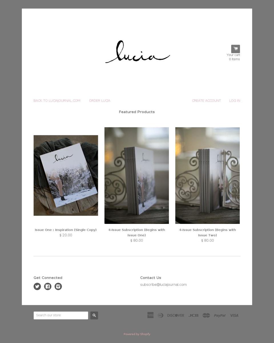 lucia-orders.com shopify website screenshot