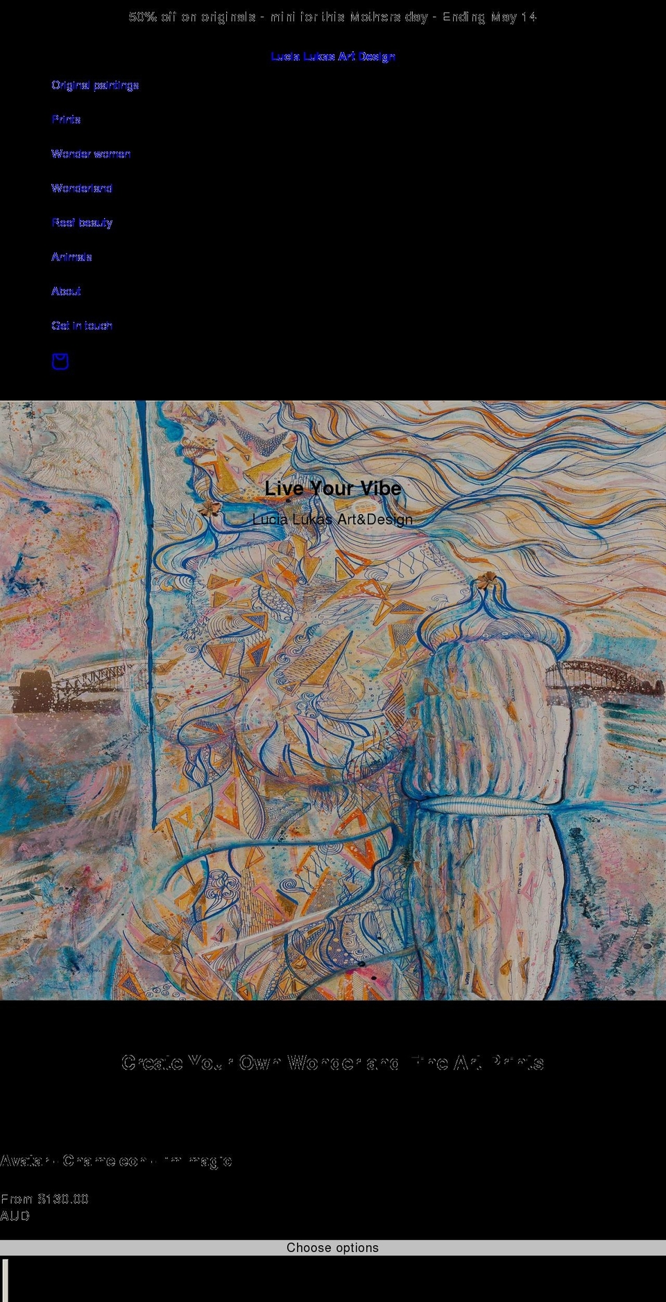 lucialukas.com shopify website screenshot