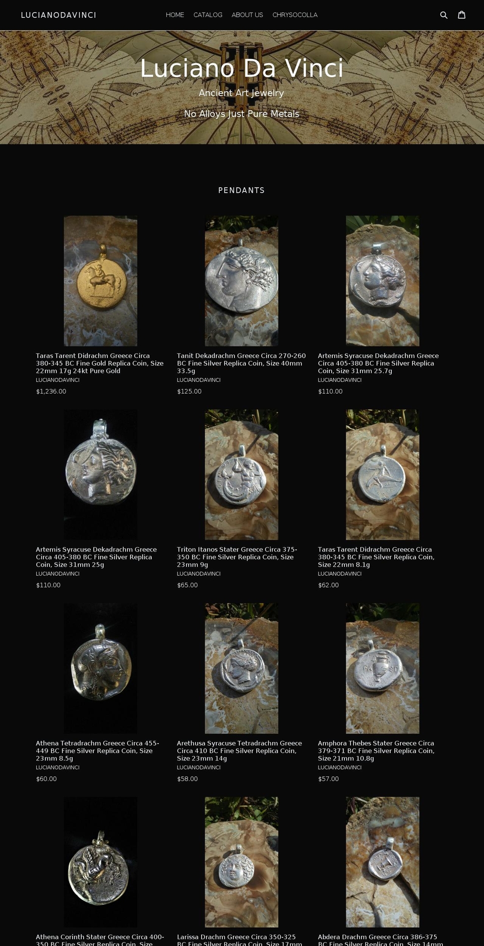 lucianodavinci.com shopify website screenshot