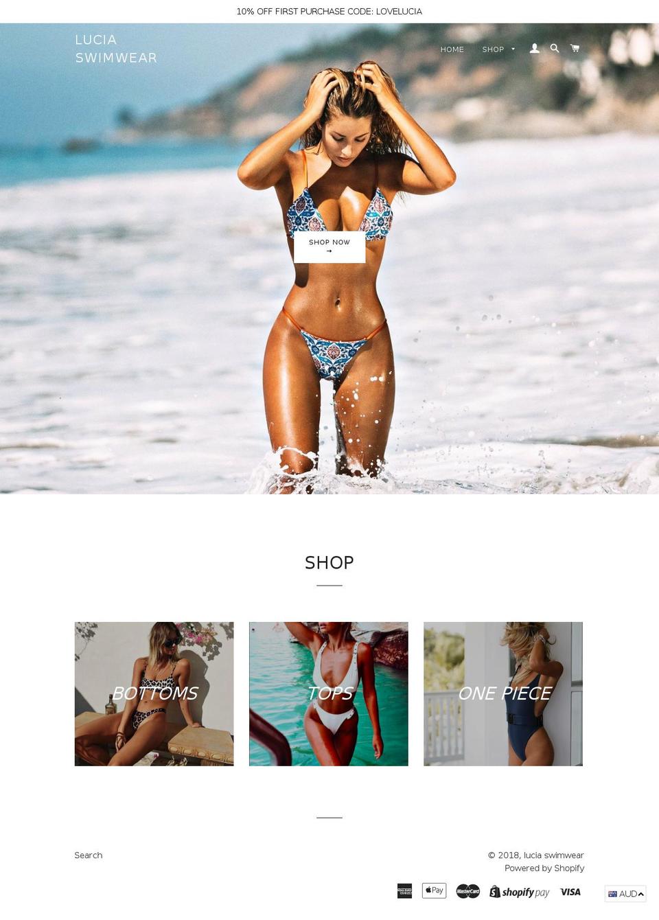 luciaswimwear.com — Shopify storefront screenshot