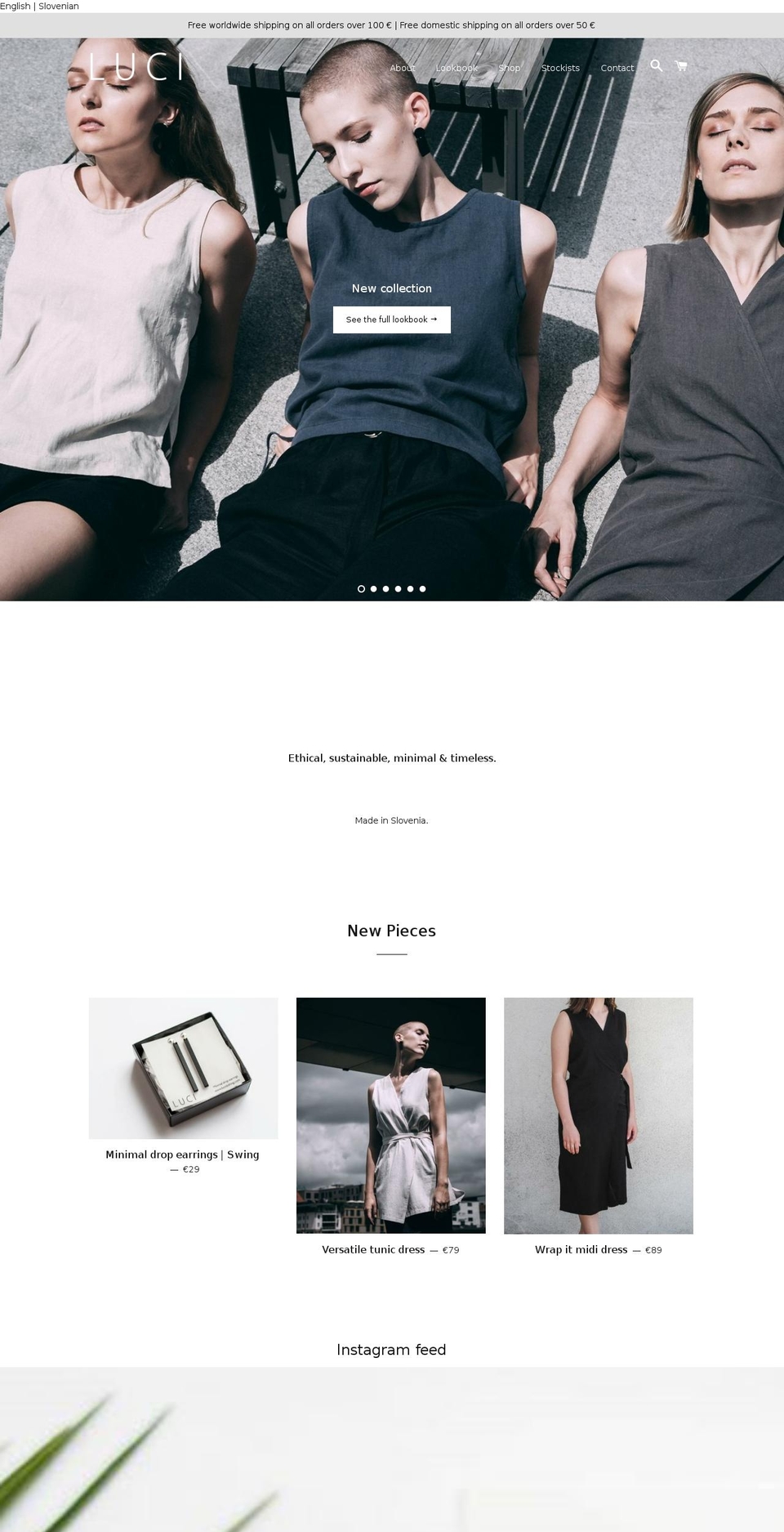 luciclothing.com — Shopify storefront screenshot