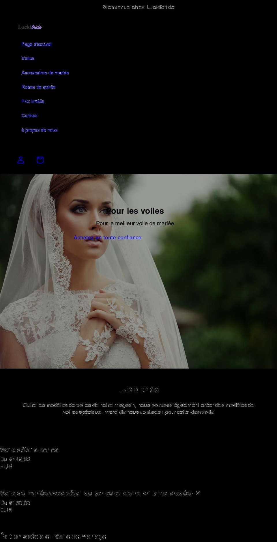 lucidbride.com shopify website screenshot