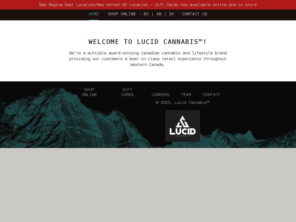 lucidcannabis.ca shopify website screenshot