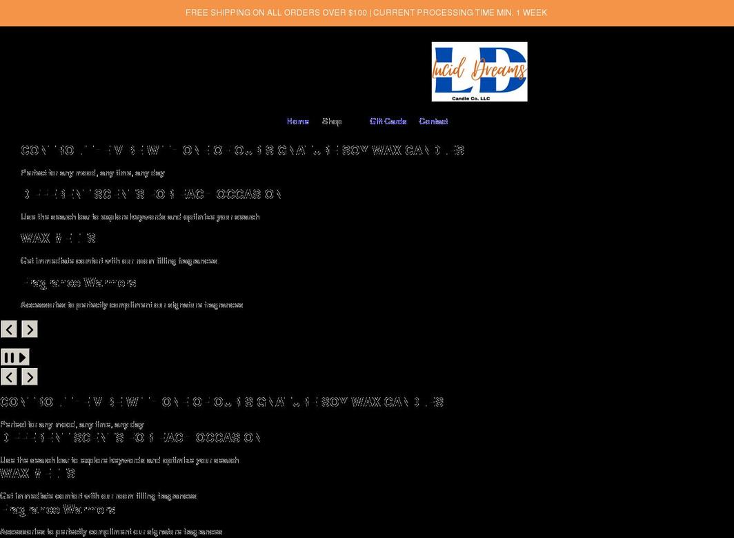 luciddreamscandleco.com shopify website screenshot