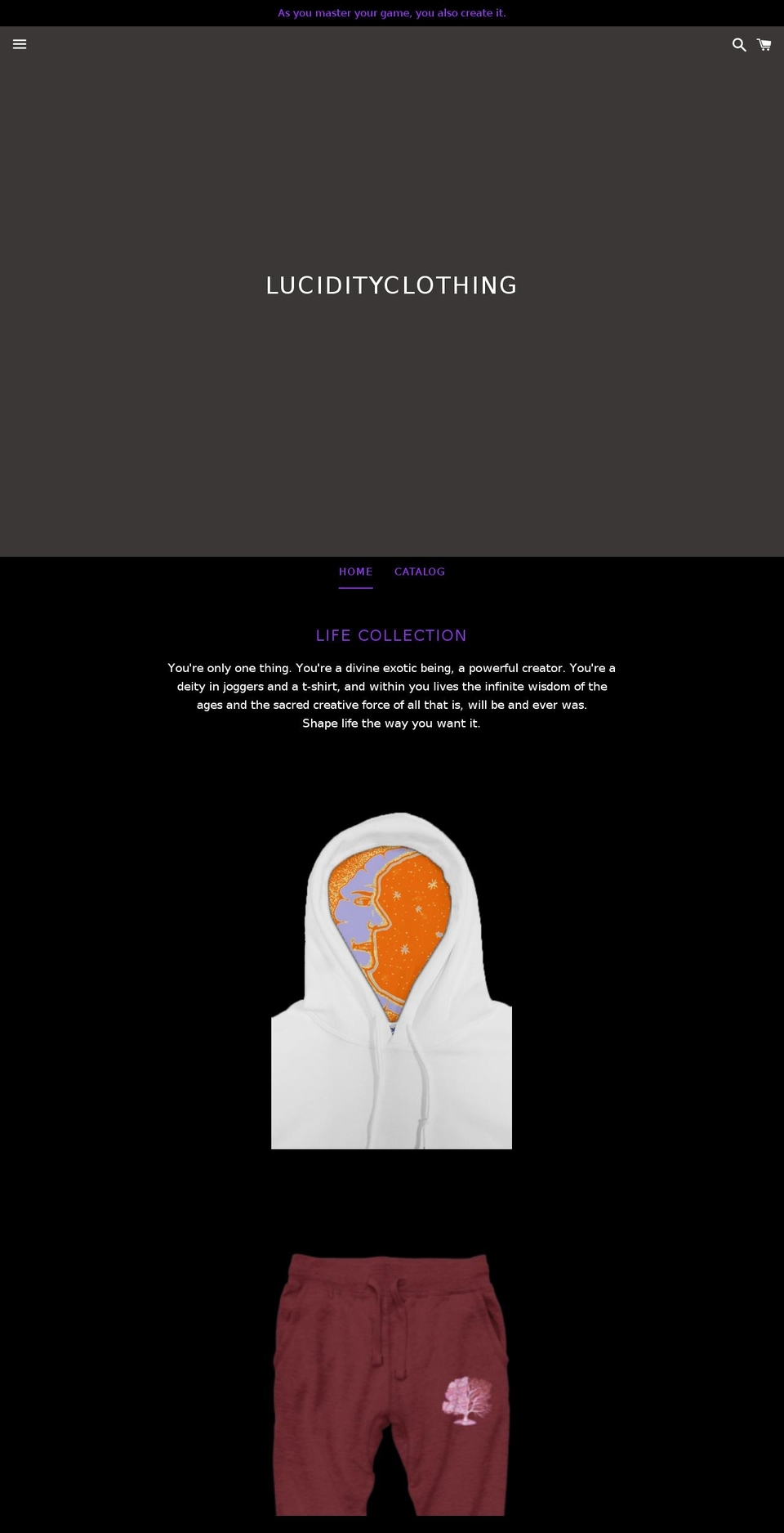 lucidityclothing.com — Shopify storefront screenshot