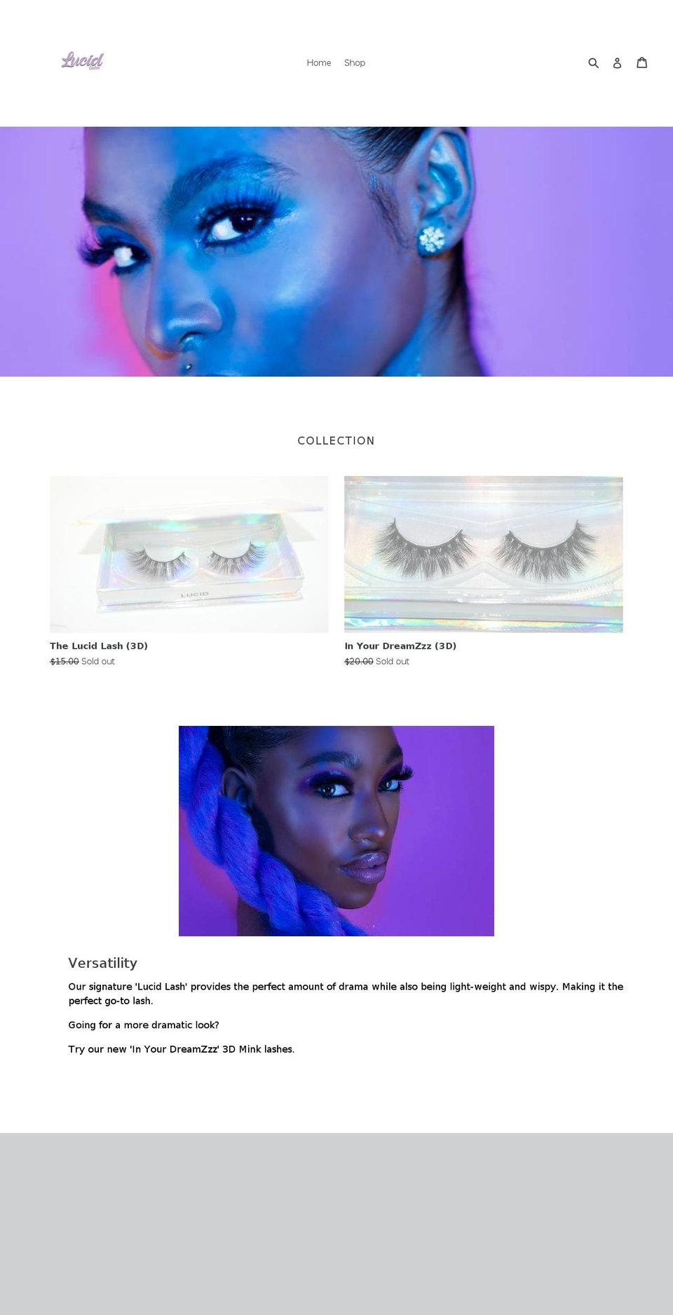 lucidlashes.com — Shopify storefront screenshot