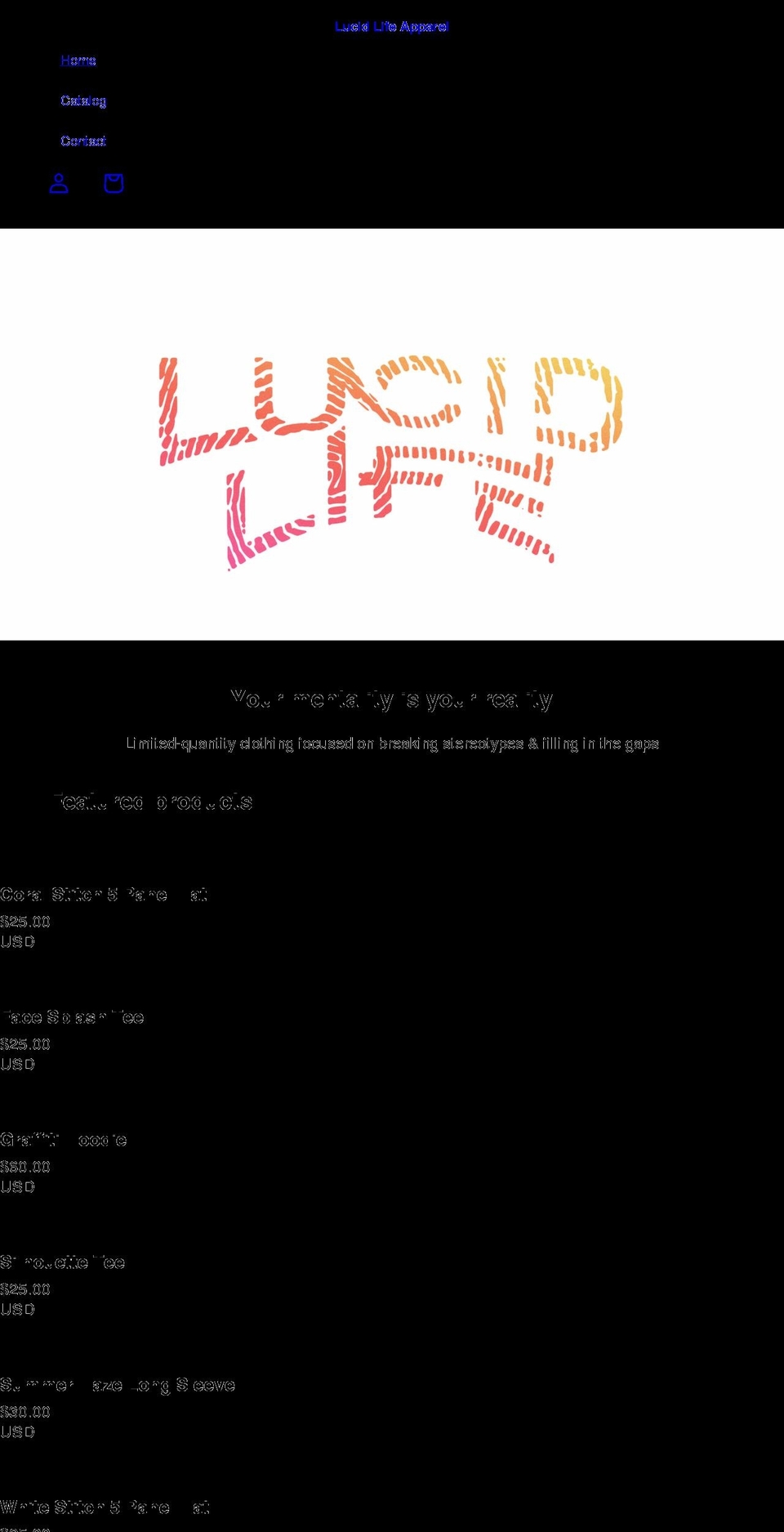 lucidlifeapparel.com shopify website screenshot