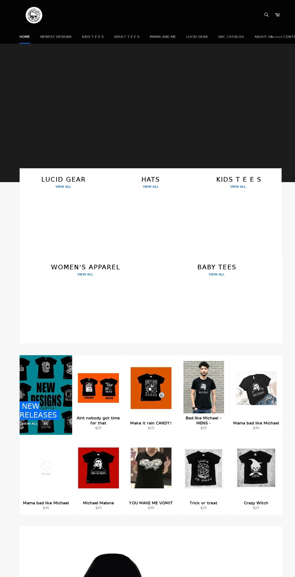lucidskullclothingco.com shopify website screenshot
