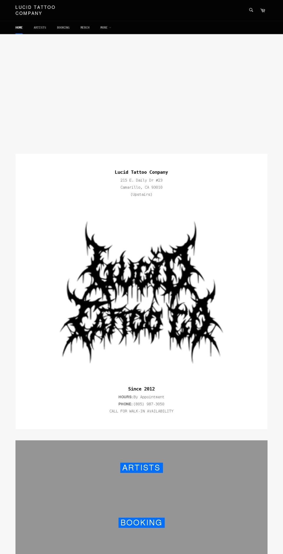 lucidtattooco.com shopify website screenshot